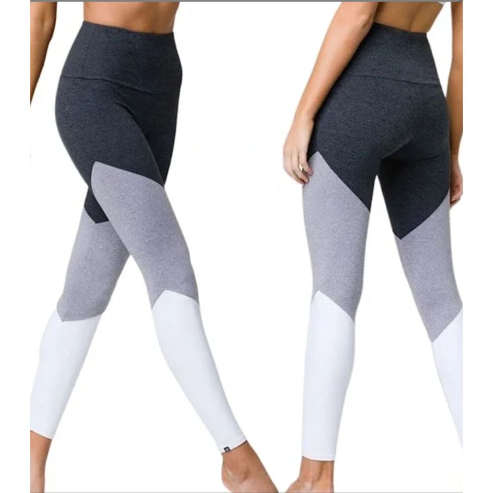 ONZIE Womenβs XS Leggings Colorblock Black Gray White Yoga Gym Workout